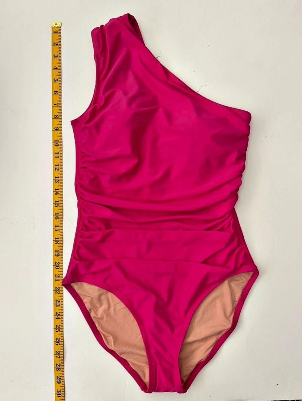 J.Crew One-Shoulder Ruched Swimsuit Pink Size 12 - Picture 4 of 10